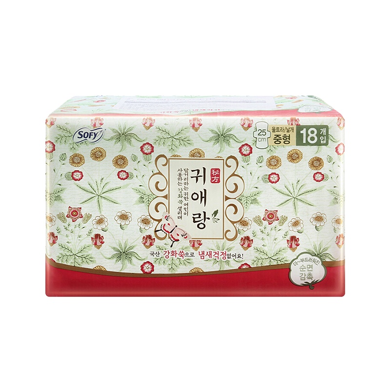 [无荧光剂]贵爱娘 中草药无荧光剂 日用卫生巾 25cm(中型) 18片 姨妈巾 棉柔 日用