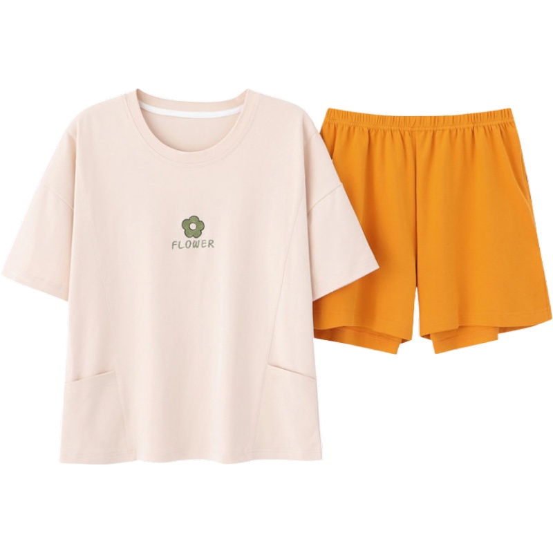 俞兆林纯棉睡衣女士夏季新品短袖短裤套装全棉韩版简约可外穿家居服女睡衣