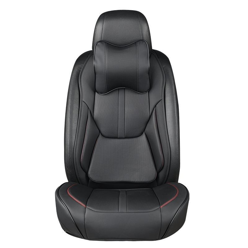 恒源祥新品汽车坐垫小蛮腰通用汽车座套四季通用皮革坐垫加4个头枕