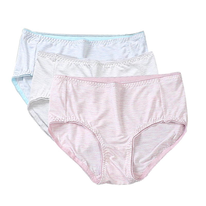 (3条装)红豆(HODO)色纺花纱 中腰性感蕾丝边舒适透气女士内裤