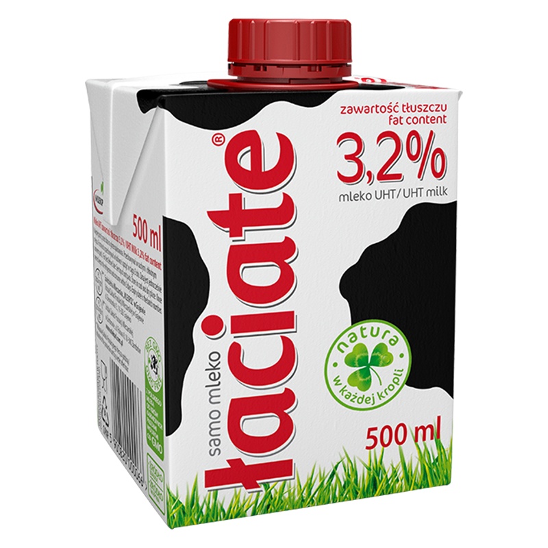 LACIATE 全脂牛奶 3.2%脂肪 500ml*8 波兰进口 全脂高钙 学生牛奶