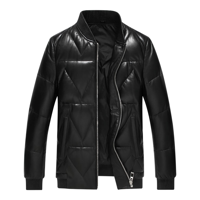 冬季海宁真皮皮衣羽绒服男棒球服绵羊皮夹克外套短款机车男装. SNX-YR0011