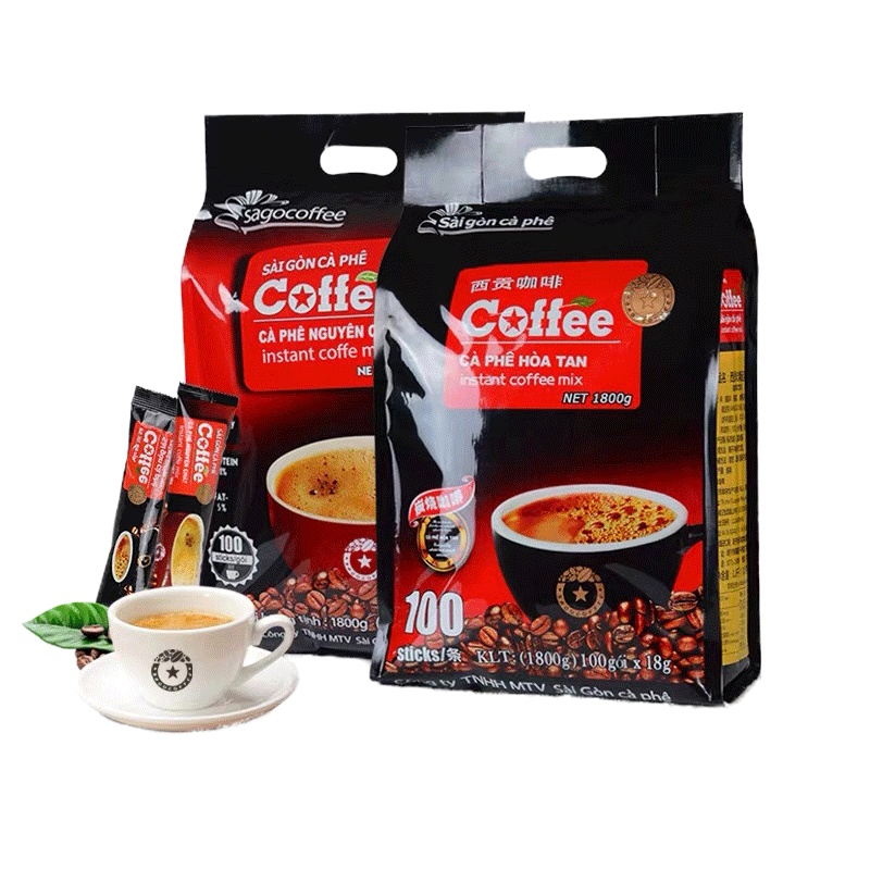 越南进口 西贡咖啡1800g/100条装原味炭烧味正品速溶三合一速溶咖啡SAGOCOFFEE GF