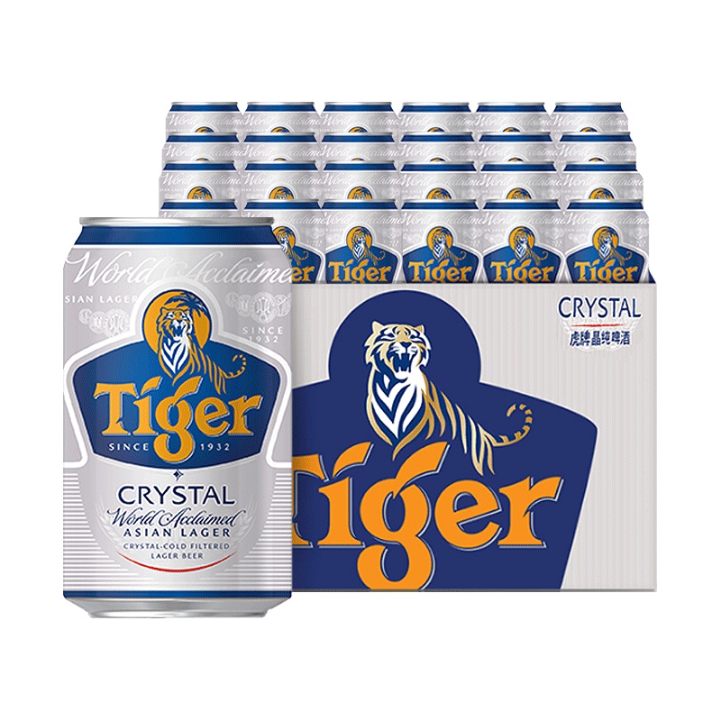 虎牌(TIGER)喜力旗下晶纯啤酒330ml*24罐/箱 整箱装