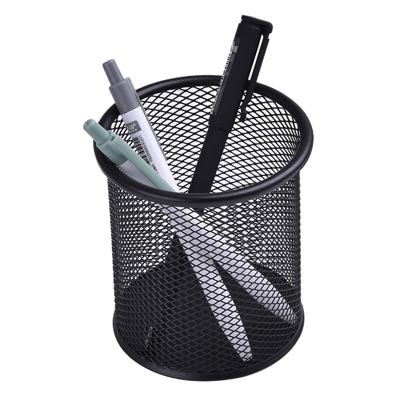 一个装方形 笔筒笔座桌面多功能收纳盒圆形方形铁网圆笔桶学生办公