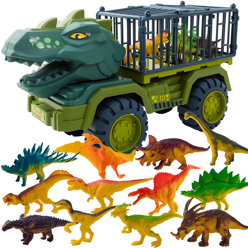 儿童恐龙玩具大号惯性恐龙动物玩具车模型仿真动物套装工程车男孩女孩玩具儿童礼物 18件套