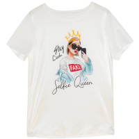 金菊2020夏新款韩版印花真丝T恤女时尚圆领短袖桑蚕丝上衣