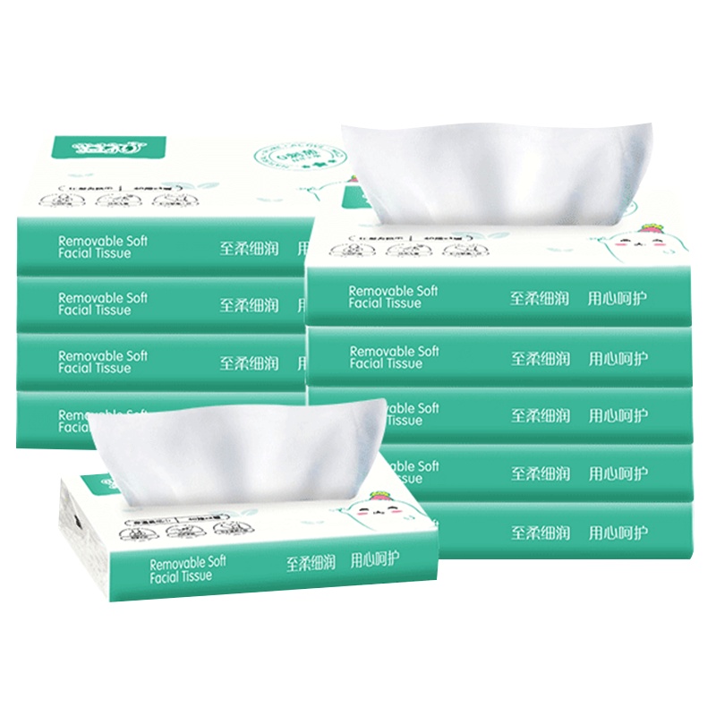 益初V9婴儿柔纸巾40抽*10包纸面巾宝宝家用纸巾抽纸便携装