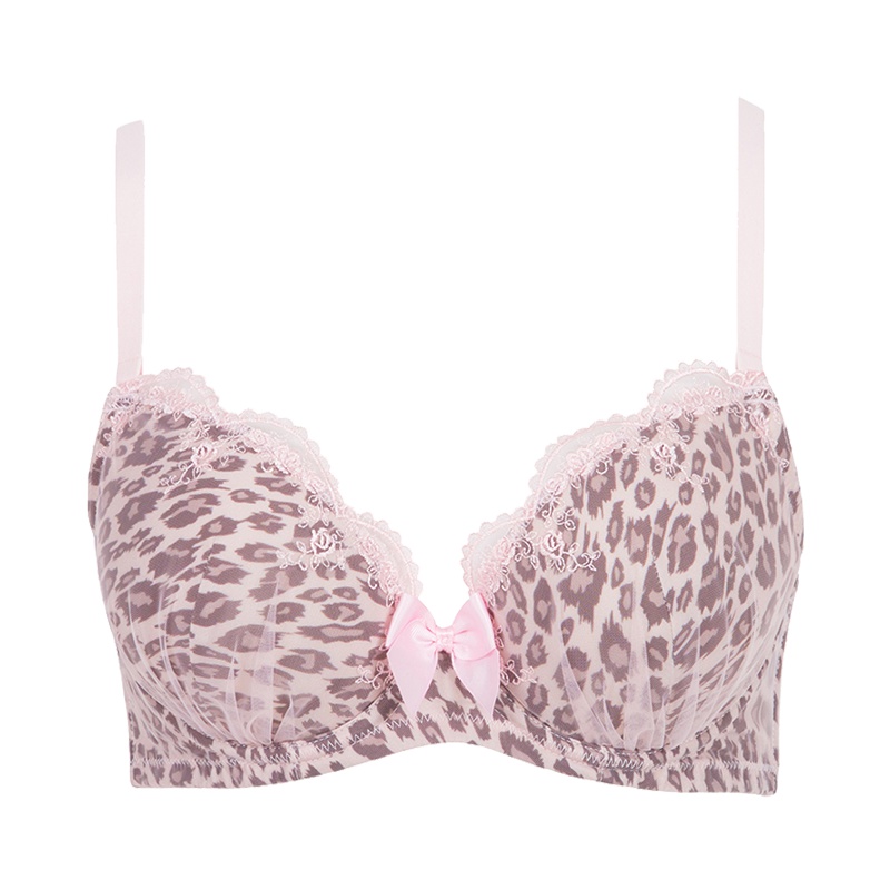 古今3/4褶皱网纱印花罩杯薄款聚拢文胸罩内衣女 0G8870