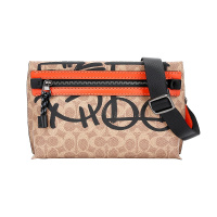 Coach 蔻驰 奢侈品 男士专柜款单肩斜挎包黑色皮革 91484 QB/BK