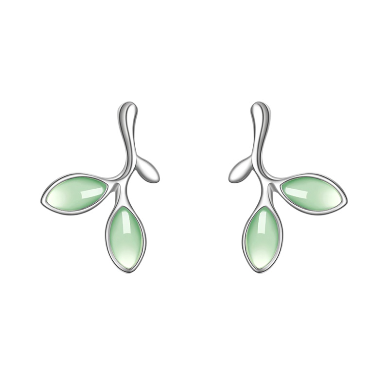 DTOTO 新推简约时尚职场日常精致百搭绿色清新幸运橄榄叶银耳钉