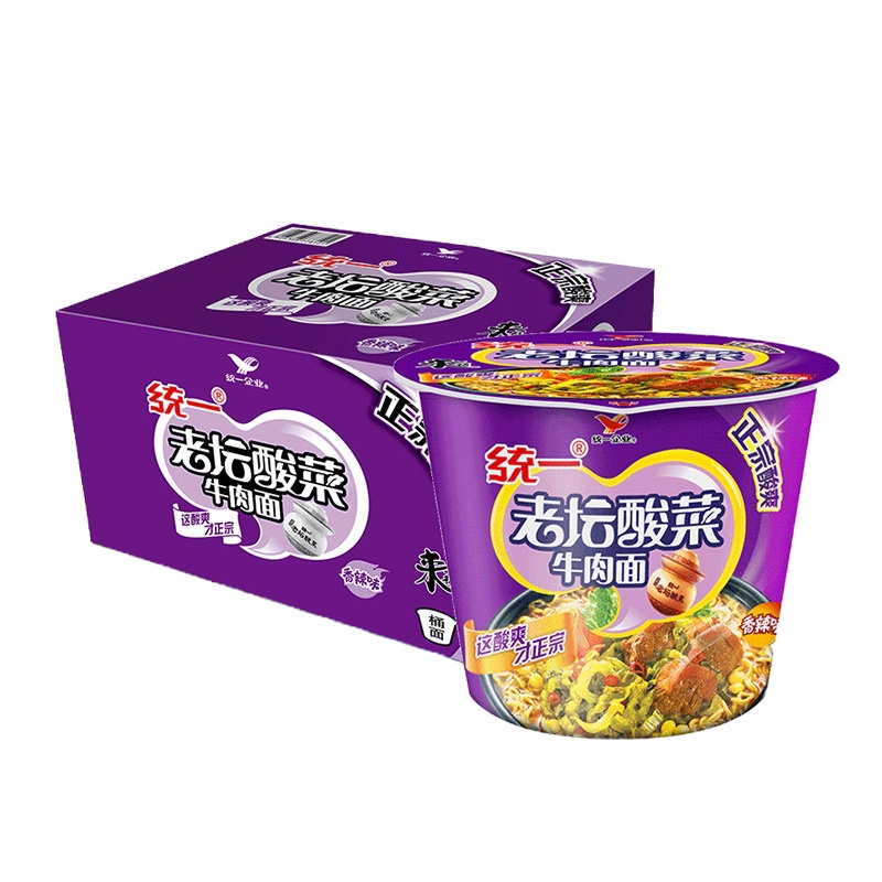 统一 来一桶 老坛酸菜牛肉味面 香辣味 120g