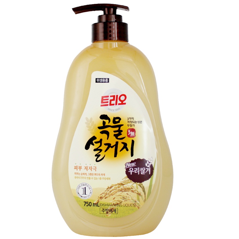 爱敬TRIO 韩国进口(米糠天然谷物精华)果蔬餐具洗洁精750ml
