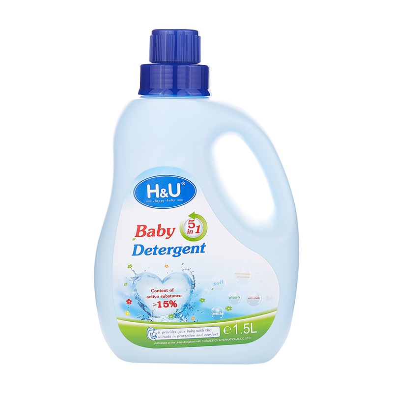 H&U爱趣优婴儿洗衣液儿童洗衣液植物萃取天然配方全效清洁手洗机洗内衣清香家用单瓶装1.5升