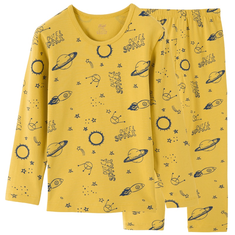 顶瓜瓜男童秋衣秋裤套装棉男孩睡衣空调服薄款春秋中大童儿童内衣