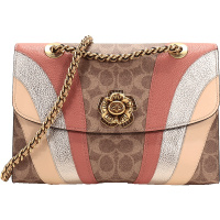 COACH 蔻驰 奢侈品 女士PARKER系列波浪拼缀涂层帆布配皮单肩斜挎包 69526