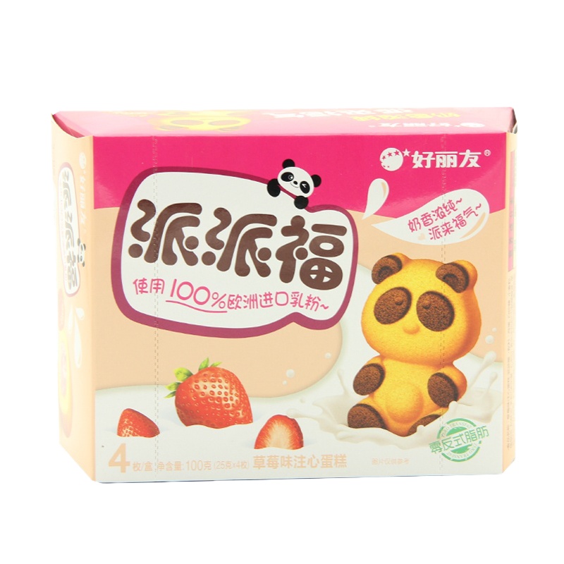 好丽友熊猫派派福草莓味4块100g