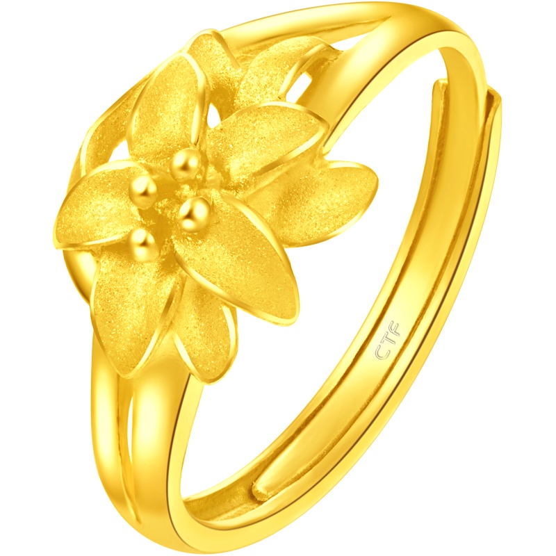 周大福百年好合足金金饰品戒指女款计价(工费:58)F219120