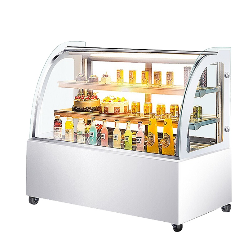 乐创(lecon) 蛋糕柜展示柜商用水果保鲜柜冷藏柜寿司饮料熟食玻璃(白色弧形1.8米落地式)YM-FLZG-18
