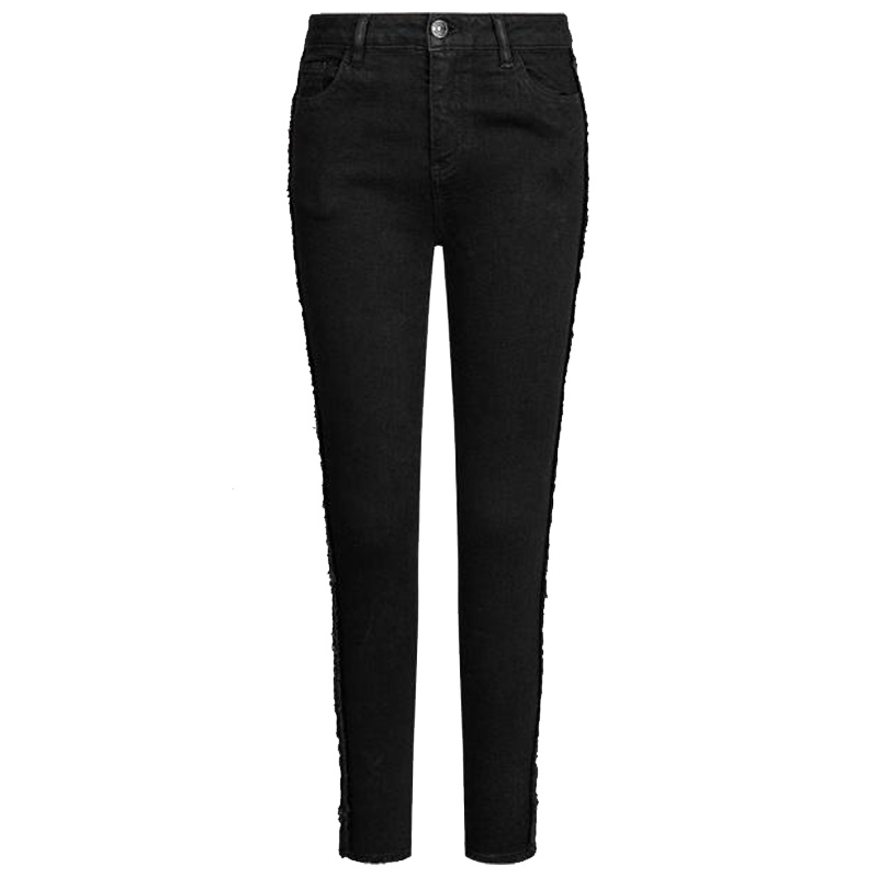 【专柜同款】7M牛仔裤女显瘦百搭秋冬学生黑色高腰修身九分小脚裤子70011133