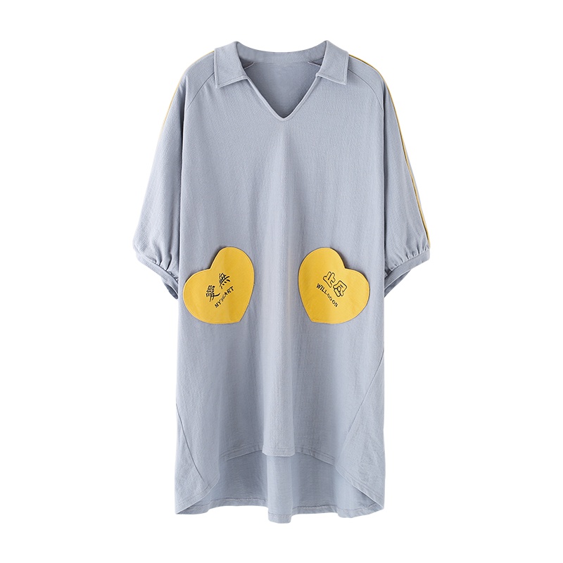 乌拉拉公主棉质弹力针织素色六分袖女裙W92J7296