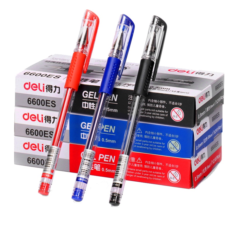 得力(deli)6600ES中性笔0.5mm (黑色)12支/盒 一盒装