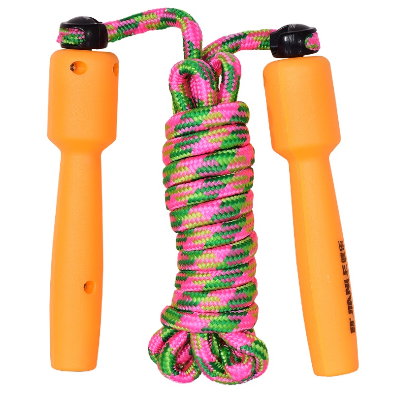 健乐96B-2跳绳轻便耐磨塑料柄轴承可调编织丙纶棉绳颜色随机