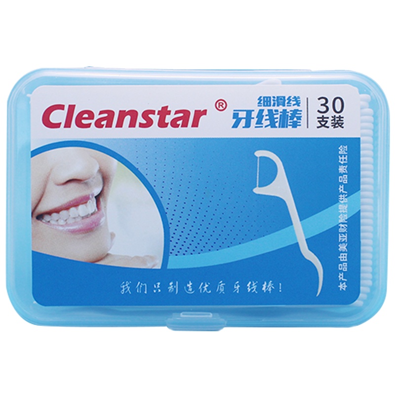 科琳Cleanstar细滑线牙线棒30支/盒6盒便携口腔护理工具牙签盒装牙签线剔牙细滑牙线棒剔牙器清洁塞牙