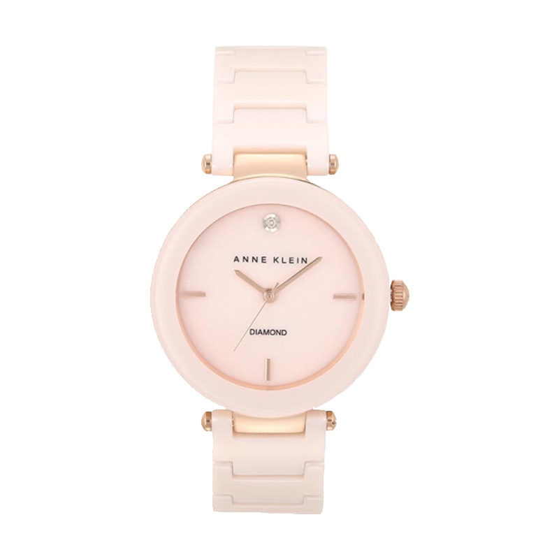 安妮克莱因（ANNE KLEIN）璀璨永恒系列时尚简约陶瓷表带镶钻表盘石英女表AK/1018PMLP