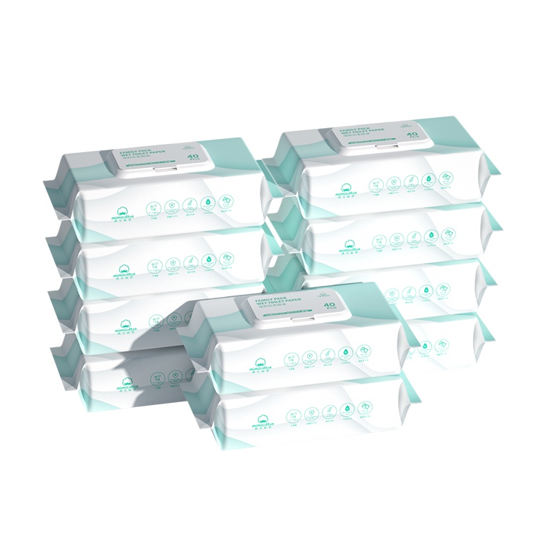 棉花秘密家庭实惠装抑菌家用便携湿巾厕纸 40抽*10包