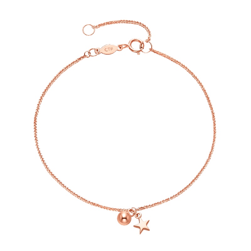 周大福Y时代女神星星18K玫瑰金手链女精选 E124595