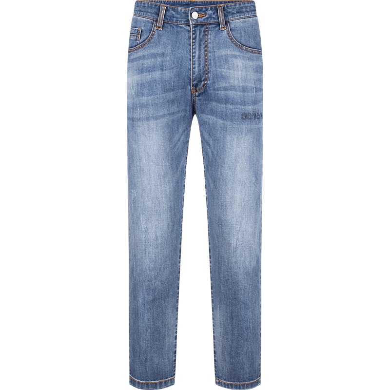 柒牌男装2021春夏季新款宽松时尚直筒百搭休闲浅色牛仔长裤子男士