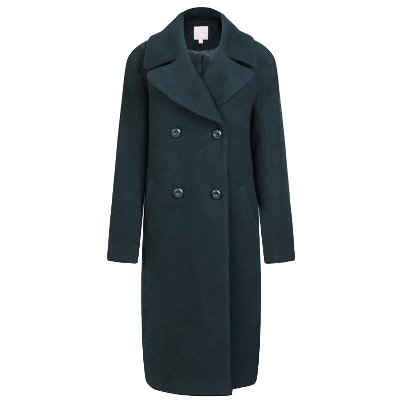 【福利款】拉夏贝尔冬款中长款大翻领外套呢大衣