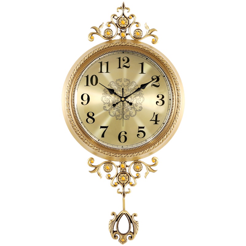 欧式 铜挂钟客厅家用时尚纳丽雅大气钟表挂墙轻奢创意挂表豪华 239D大号黄铜轻奢复古数字款《霸王 机芯》 20英寸以上