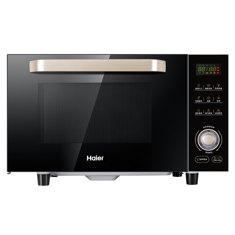 海尔 (Haier) 微波炉 MZ-2312C 银色23升飞梭旋钮下拉式平板加热家用烤箱烘焙一体机多功能全自动微蒸烤一体