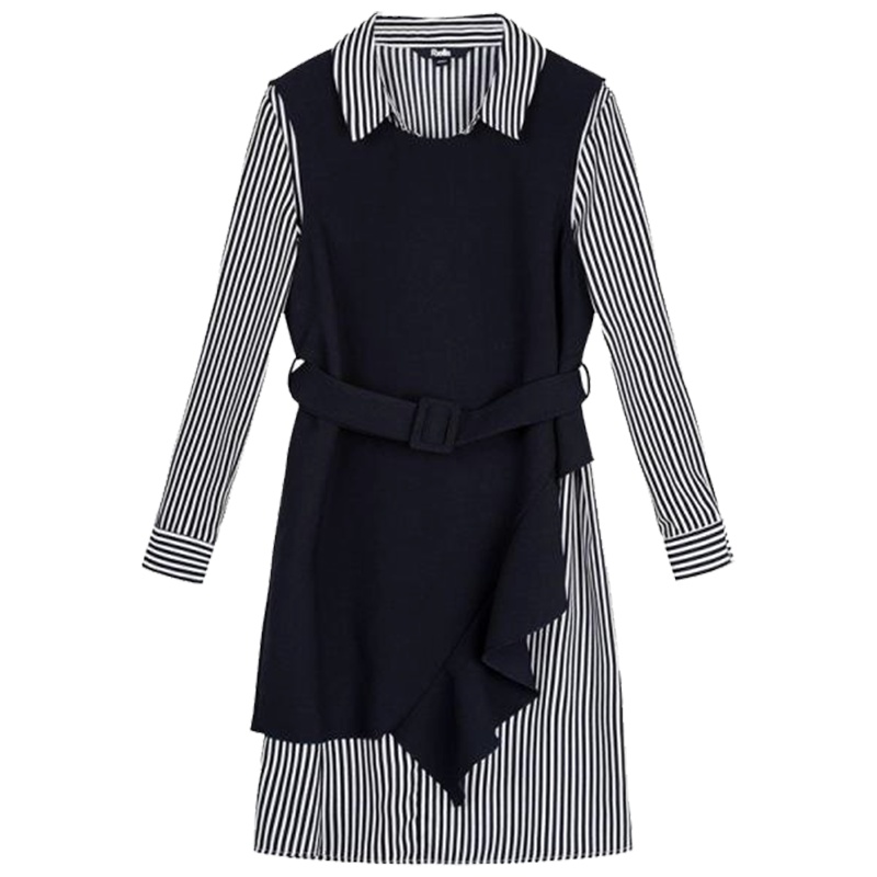 【热卖】两件套连衣裙女中长款2018春装新款韩版时尚雪纺修身衬衫套装裙潮20011659