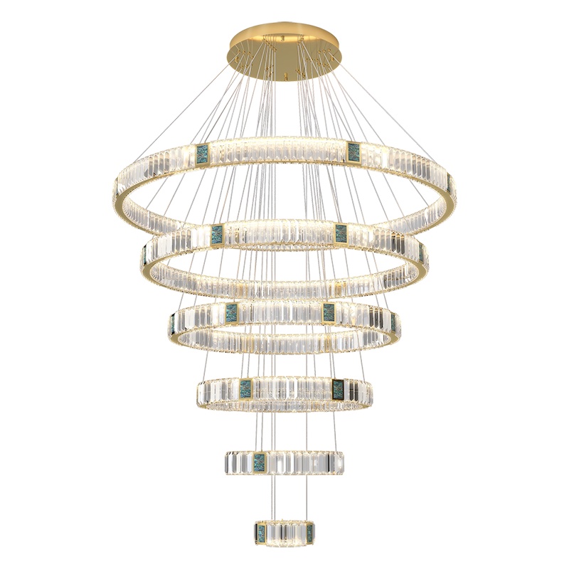 中空大厅吊灯现代轻奢挑空跃层客厅灯别墅水晶复式旋转楼梯大吊灯