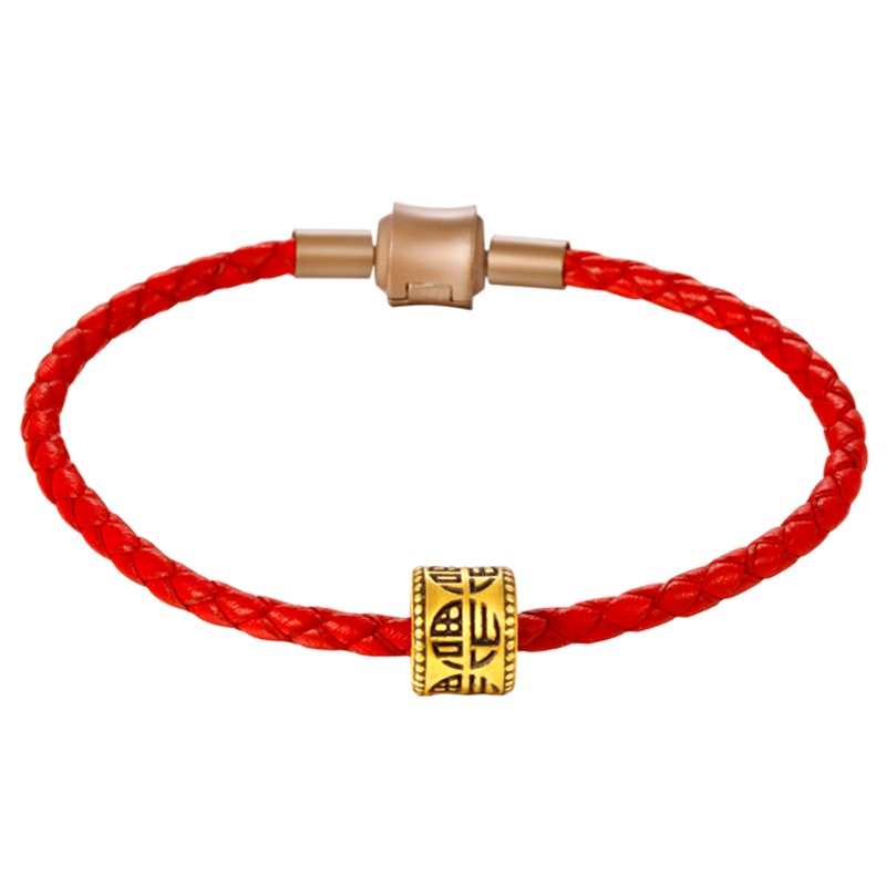 黄金码头5D复古硬金足金999福字手串时尚欧美非主流男女珠宝首饰送女友送爱人表白求爱礼物