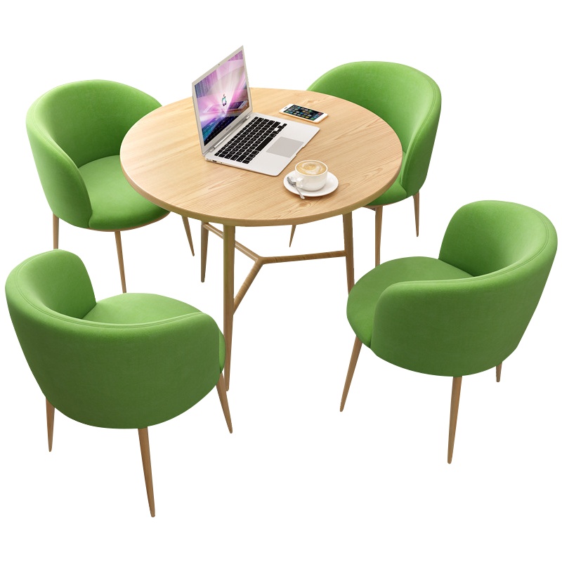 质凡实木洽谈桌椅简约组合接待会客议办公休闲谈判咨询阅览区圆桌北欧