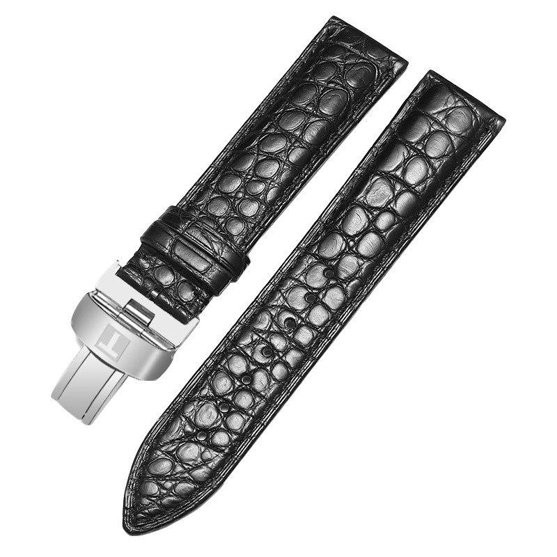 nasiR 鳄鱼皮表带定制蝴蝶扣真皮表带男代用欧米茄天梭浪琴鳄鱼皮表带女