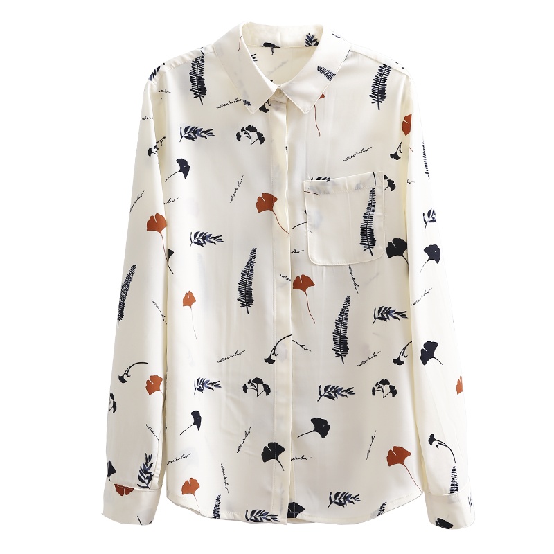 云上生活春秋装简约文艺韩版气质长袖翻领碎花女式衬衫