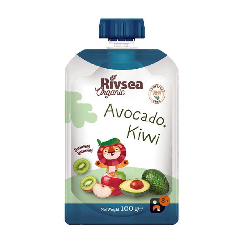 禾泱泱(Rivsea)原装进口牛油果猕猴桃苹果泥100g 宝宝辅食 无添加糖盐