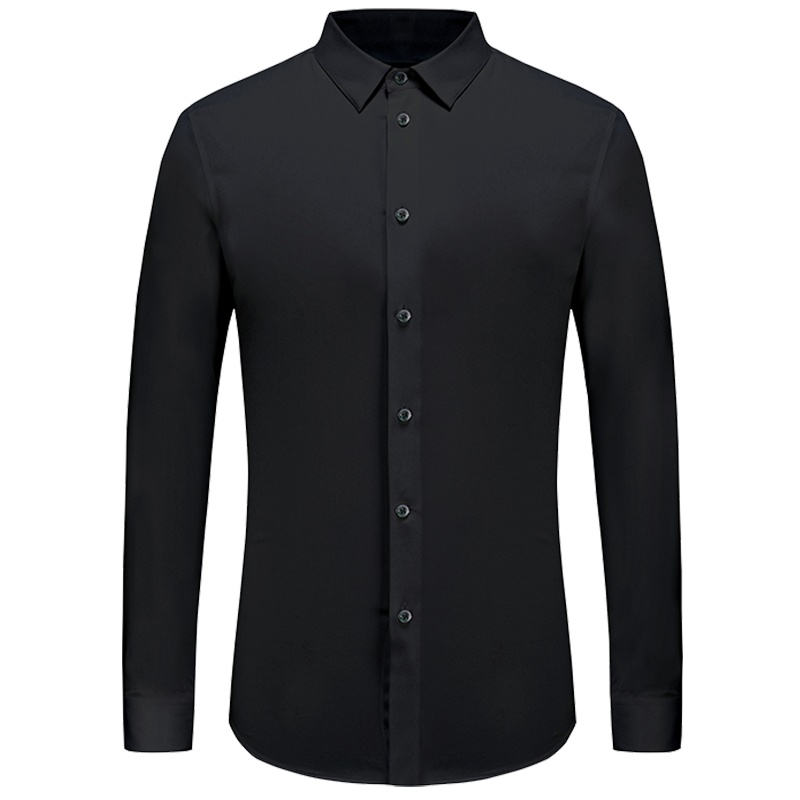 白小t商务正装坠感衬衫立领长袖纯色衬衣男高级职业装免烫打底衫 拇指白小T商务衬衫