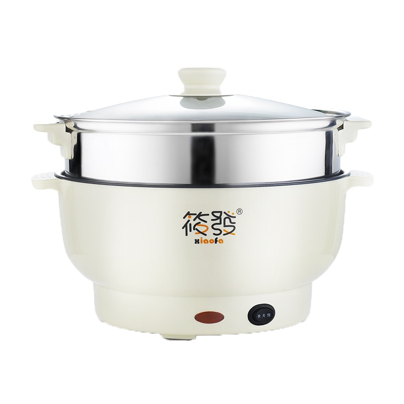 电炒锅一体炒菜多功能小锅家用火锅宿舍学生煮面小电锅电煮锅小型定制 2.0L汉白绿带蒸格(可煎炒)建议1人