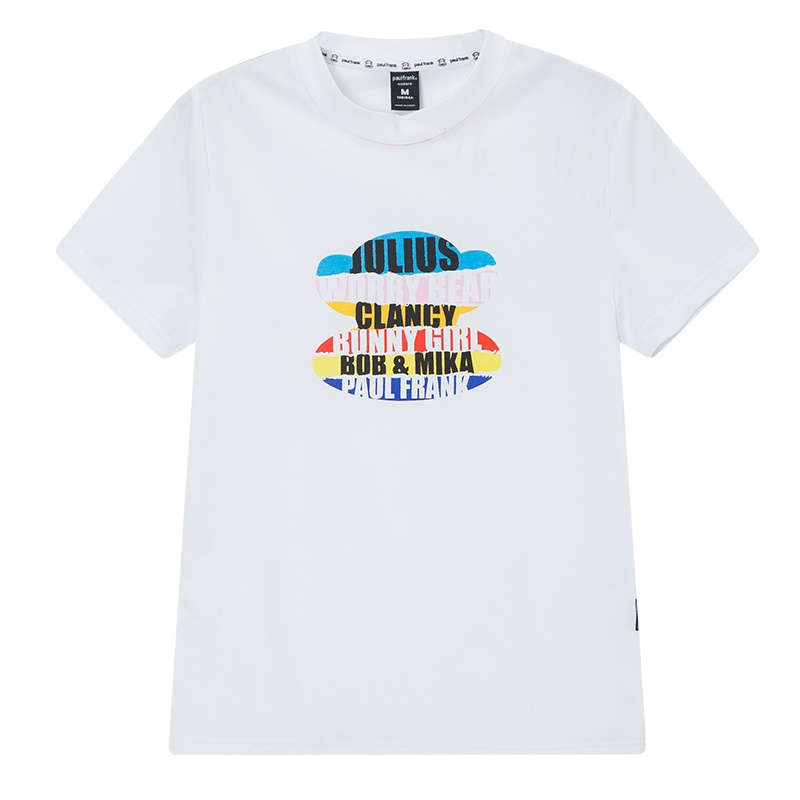 Paul Frank/大嘴猴 夏季T恤女韩版纯色上衣经典LOGO潮流印花