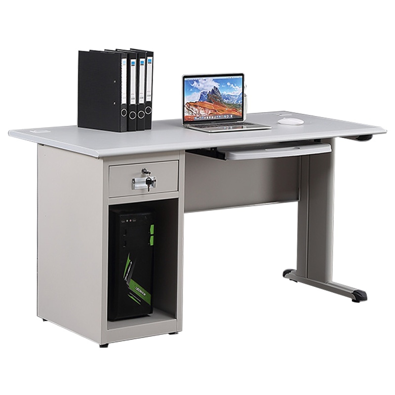 星岛钢制办公桌子写字台职员办公桌椅铁皮电脑桌简约现代单人办公桌带锁抽屉一斗一抽一空