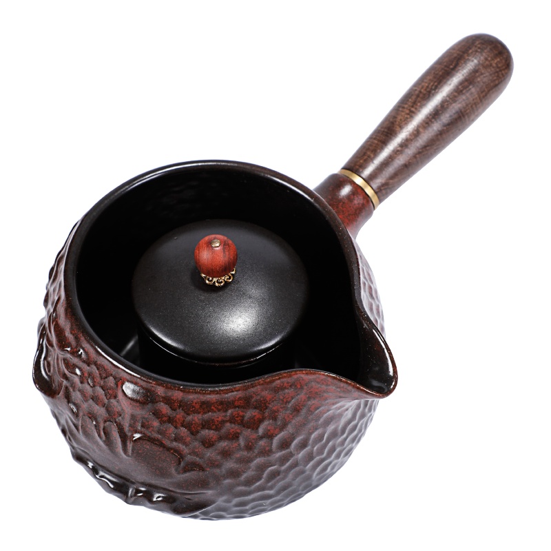 苏氏陶瓷陶瓷茶壶 煮茶器煮茶壶 侧把壶茶水分离 荷花侧把壶(铁锈红)