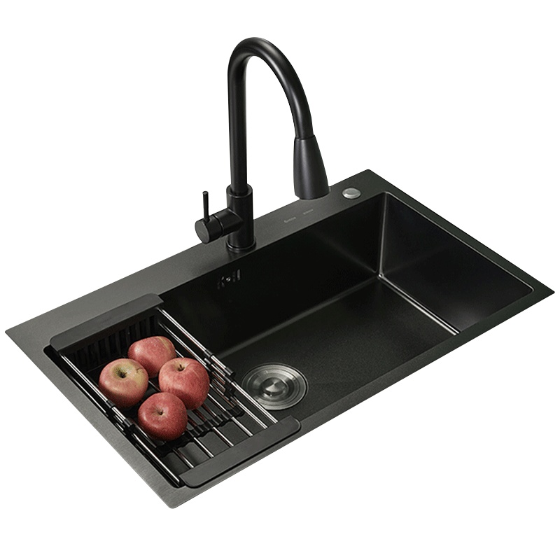 卡贝纳米手工水槽 单槽厨房洗菜盆不锈钢黑色洗菜池菜盆洗碗槽
