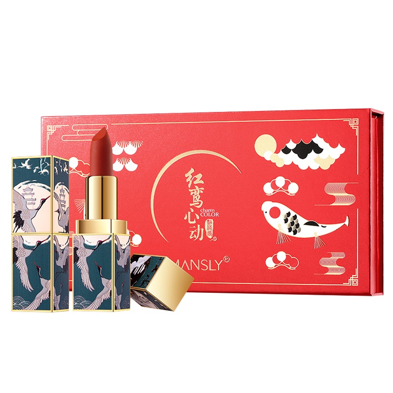 MANSLY曼诗丽 中国故宫风口红套装 持久保湿 防水开晕 唇膏唇彩哑光口红 纪念日情人节礼物 配送礼袋贺卡