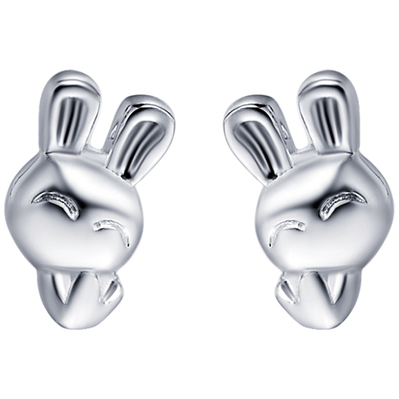 schl-周大福珠宝首饰可爱兔子925银耳钉